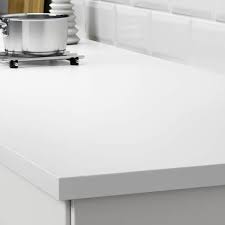 The slick, hard surface responds to a damp cloth readily. Ekbacken Worktop Double Sided With White Edge Light Grey White Laminate 186x2 8 Cm Ikea