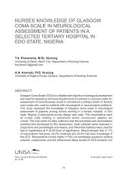 Pdf Nurses Knowledge Of Glasgow Coma Scale In Neurological
