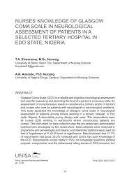 Pdf Nurses Knowledge Of Glasgow Coma Scale In Neurological