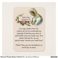 Blessed Virgin Mary Catholic Prayer For Health Zazzle Com Prayer For Health Prayers To Mary Prayer And Fasting