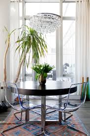 Dazzling Ikea Table Tops Technique New York Eclectic Dining Room Decorating Ideas With Chandelier Cl Eclectic Dining Room Clear Dining Chairs Dining Room Small