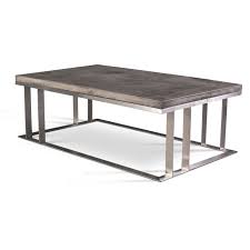 Contemporary Coffee Table With A Concrete Slab Top And Brushed Stainless Steel Base Rec Modern Outdoor Coffee Tables Coffee Table Rectangle Metal Coffee Table
