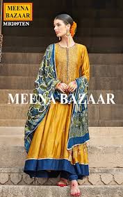 Bandhani radhika unstitched pure cotton grey green yellow blue red black orange pink mehndi bandhej jaipuri dress material. Yellow And Blue Salwar Suit Meenabazaar Indian Bridal Wear Red Designer Sarees Online Shopping Anarkali Suits