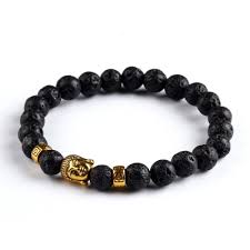 Black And Gold Bracelet Meaning Limited Supply Beautiful Gold And Silver Color Buddha Skull Elastic Black With Stone Beads Bracelet Lava Bead Bracelet Mens Gold Bracelets Bracelets For Men