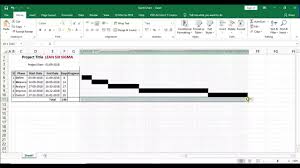 Create Gantt Chart In Excel For Lean Six Sigma Dmaic Project Management