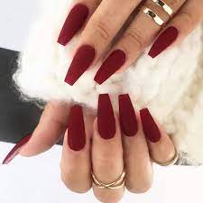 We have gathered the best of different polish, acrylic, coffin, manicure and matte nail art ideas for you. Amazon Com Edary 24pcs Matte Fake Nails Red Color Coffin Nails Full Cover Medium False Gel Nails Art Tips Sets For Women Beauty