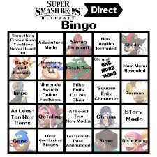 My Brother Made A Bingo Chart For The Smash Direct Tomorrow