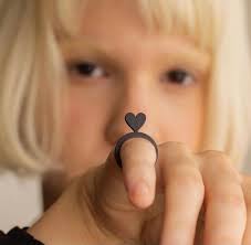 Rubber Ring Recycled Jewellery Contemporary Jewelry Gift for Her Heart Ring  Fun Jewelry Comfy Ring Mini Ring