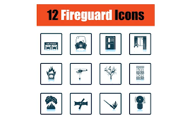 Set Of Fire Service Icons Icon Fire Service Business Card Logo