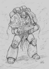 How To Draw A Space Marine Step By Step Tutorial Space Marine Drawings Warhammer 40k Artwork