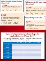 Solved Finding Trigonometrie Values Using The Reference A