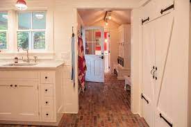 The trim and ceiling are r l tibetan jasmine and the walls are p & l phantom. Kitchen Brick Floor Cottage Kitchen Smith River Kitchens