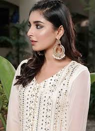 Buy Off White Embroidered Faux Georgette Jacket Style Suit : 212602