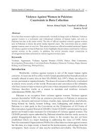 Pdf Violence Against Women In Pakistan Constraints In Investigation And Data Collection