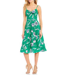 Eliza J Tie Front Floral Print Midi Dress Dresses Casual Dresses Floral Print Midi Dress