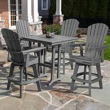 Portside 5 Piece Shellback Swivel Bar Set By Polywood Wooden Outdoor Furniture Outdoor Furniture Sets Wrought Iron Patio Chairs