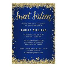 Black And Gold 21st Birthday Invitations Sweet 16 Blue Gold Glitter Birthday Invitation Zazzle Com 21st Birthday Invitations Holiday Party Invitations Glitter Invitations Birthday
