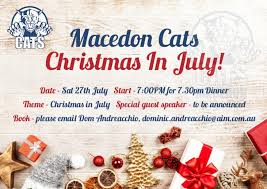 Christmas is an old english word, constructed from the combination of two words, namely christ and mass. Christmas In July Club Event Macedon Events Macedon Cats