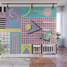 Buy Memphis Pattern 27 80s 90s Retro 1st Year Anniversary Design Wall Mural By Graphicwavedesign Worldwide Wall Design Mural Wall Art Room Wall Painting