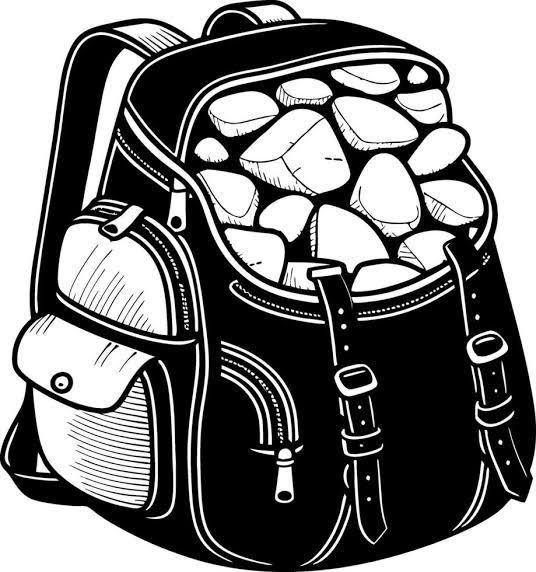 Leo carrying a backpack full of worry-rocks