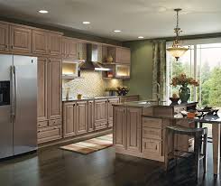 light cherry cabinets in galley kitchen