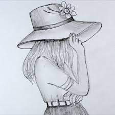 How To Draw Girl Wearing Hat Pencil Sketch Step By Step Cute Easy Drawings Human Sketch Art Drawings Sketches Simple