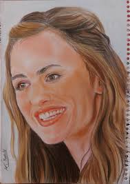 Drawing of a little girl in charcoal and pencils