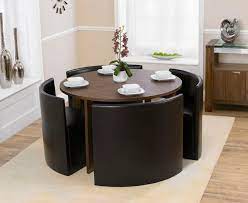 Bentley Walnut Dining Table Set With 4 Bentley Brown Leather Dining Chairs Minimalist Dining Room Dining Table Design Space Saving Dining Table