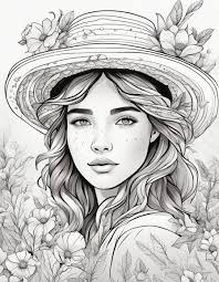 a beautiful young girl with floral hat