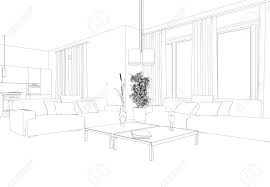 Interior living room design using sketchup. Interior Design Living Room Drawing 3d Illustration Stock Photo Picture And Royalty Free Image Image 101980526