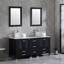Check out all the inspo here. Walnest 60 Black Bathroom Vanity Sink Tops Cabinet And Sink Faucet Drain Mirror Set Vanities Artificial Stone Countertop White Round Basin Amazon Com