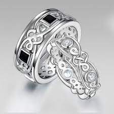 925 Sterling Silver Couple Rings For Wedding Bands With Celtic Style Celtic Wedding Bands Celtic Wedding Rings Matching Celtic Wedding Bands