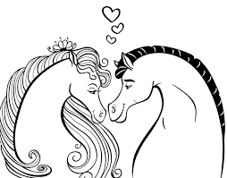 Dibujo De Caballos Enamorados Para Colorear Horse Love Vector Free Horses