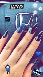 Acrylic Coffin Nails Black With Blue Glitter Acrylic Nails Coffin Glitter Blue Acrylic Nails Acrylic Nail Tips