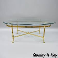 Shop our oval brass coffee table selection from top sellers and makers around the world. Vintage Brass Glass Hoof Foot Oval Coffee Table Italian Labarge Style 46 From Vintage Philly Furniture Of Philadelphia Attic