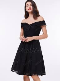 Black A Line Cocktail Dress Modern Off The Shoulder Black Lace Cocktail Dress Black Homecoming Dress Black Lace Cocktail Dress Prom Party Dresses
