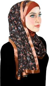 Middle Eastern Mall Stylish Mona Women Kuwaiti Hijab Wrap Head Scarf &  Satin Trim (Slate Blue) at Amazon Women's Clothing store