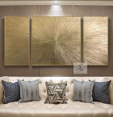Extra Large Wall Art Abstract Painting Set Of 3 Gold Leaf Etsy Large Wall Art Gold Leaf Art Abstract Art Painting
