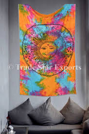 Metal running horse behind sun in golden with led wall art by malik design ₹ 8,504: Psychedelic Sun Moon Tapestry Decorative Wall Hanging