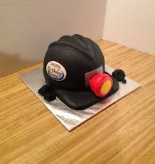 Coal Miner Hard Hat 8 Inch Diameter 1 2 Chocolate And 1 2 White Cake Iced With Buttercream Covered With Fondant Accented With Coal Miners Coal Cake Clothes