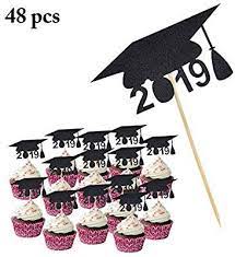 Amazon Com Graduation Cake Topper Coxeer 48pcs Cupcake Topper Creative Graduatio Graduation Cupcake Toppers Graduation Party Supplies Graduation Cake Toppers