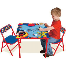 The mickey mouse table and chairs set has bright colorful graphics with a large enough surface for drawing, eating and playing. Disney Mickey Mouse Clubhouse Activity Table And Chairs Set