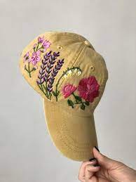 Personalized Gift Hand Embroidered Hat Gift For Her Embroider Flower Hat Girlfriend Gift Floral Embroidered Hats Hat Embroidery Embroidered Hats Ideas