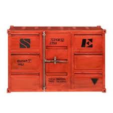 Anrichte Im Container Look Aus Metall B 134 Cm Rot Carlingue Side Board Vintage Industrial Mobel Container