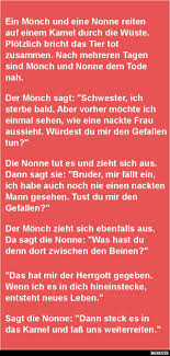 Ein Monch Und Eine Nonne Reiten Auf Einem Kamel Durch Die Wuste Witze Urkomische Zitate Lustige Witze