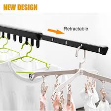 Compact wall mounted clothes hanging requiring no floor space. Besy Wall Mounted Folding Clothes Hanger Indoor Outdoor Adjustable Clothes Drying Rack Retractable Expandable Dry Hanger For Laundry Room Storage Organiser Closet Matte Black Aluminum Pricepulse