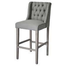 Luke Grey Linen Tufted Barstool With Reclaimed Wood Legs 29 In 2020 Bar Stools Stools For Kitchen Island Comfortable Bar Stools