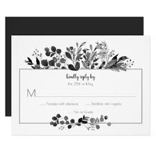 Black And White Invitation Card Design Black Gray White Botanicals Leaves Rsvp Zazzle Com Rsvp Card Personalized Wedding Gifts Wedding Cards