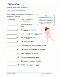 There are several pairs of nouns and verbs in english that are spelled the same way, but have different pronunciation due to a difference in stress placement. Noun Adjective And Verb Worksheets K5 Learning
