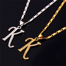 Us 6 9 40 Off Starlord Initial K Letter Pendants Necklaces Women Men Personalized Gift Alphabet Jewelry Gold Color Necklace P1681 In Pendant